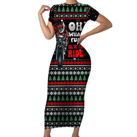 Santa And Motor Christmas Family Matching Short Sleeve Bodycon Dress and Hawaiian Shirt Xmas Holiday Patterns - Wonder Print Shop