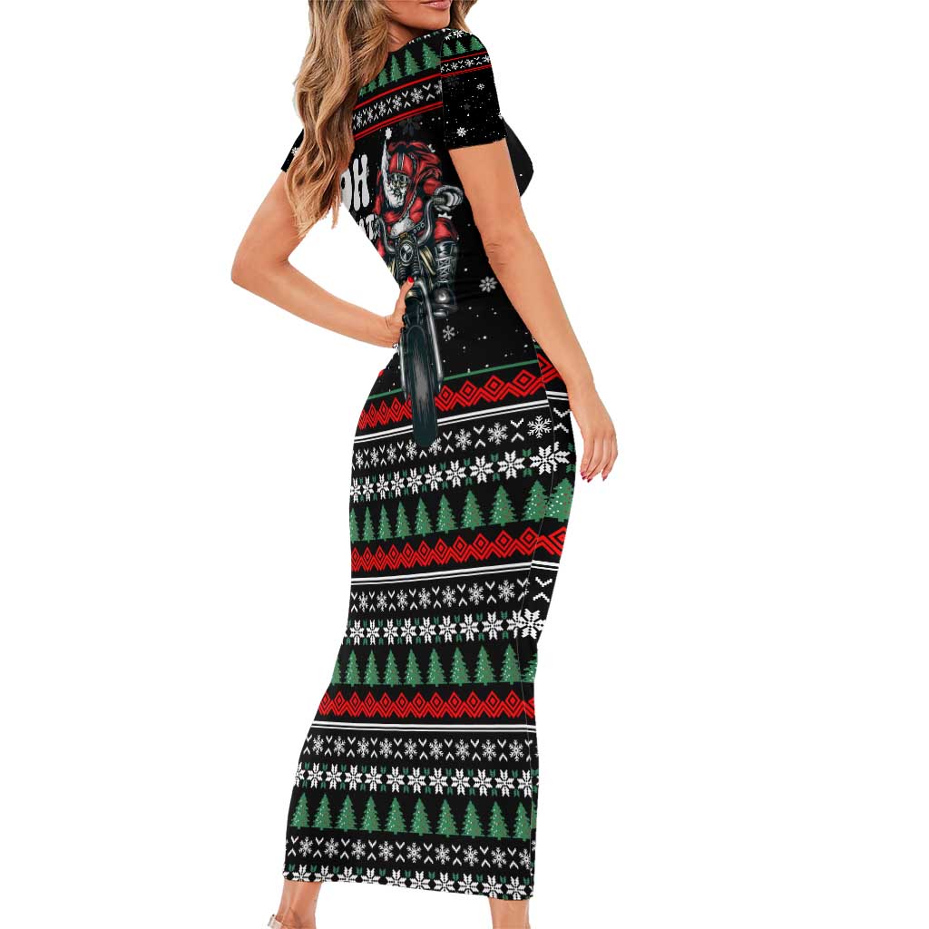 Santa And Motor Christmas Family Matching Short Sleeve Bodycon Dress and Hawaiian Shirt Xmas Holiday Patterns - Wonder Print Shop