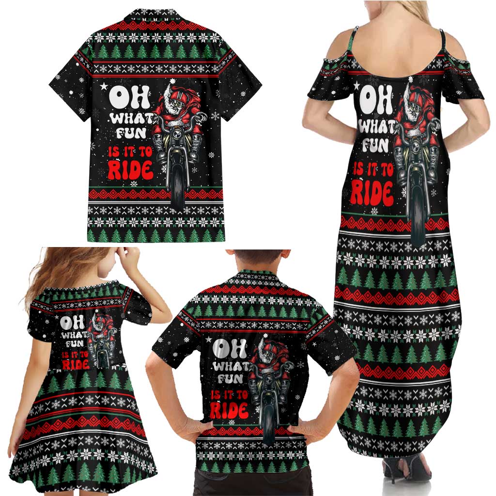 Santa And Motor Christmas Family Matching Summer Maxi Dress and Hawaiian Shirt Xmas Holiday Patterns - Wonder Print Shop