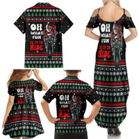 Santa And Motor Christmas Family Matching Summer Maxi Dress and Hawaiian Shirt Xmas Holiday Patterns - Wonder Print Shop
