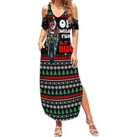 Santa And Motor Christmas Family Matching Summer Maxi Dress and Hawaiian Shirt Xmas Holiday Patterns - Wonder Print Shop