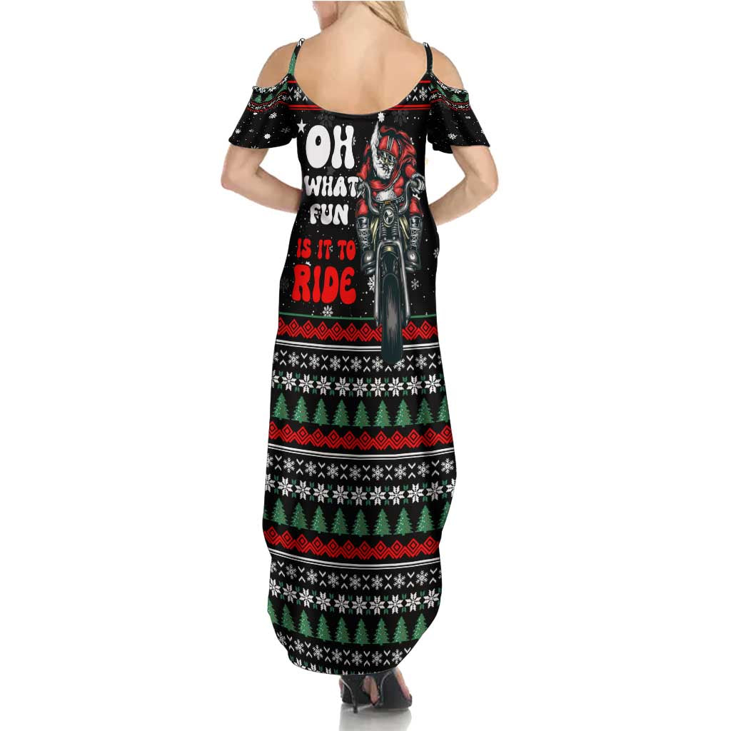 Santa And Motor Christmas Family Matching Summer Maxi Dress and Hawaiian Shirt Xmas Holiday Patterns - Wonder Print Shop