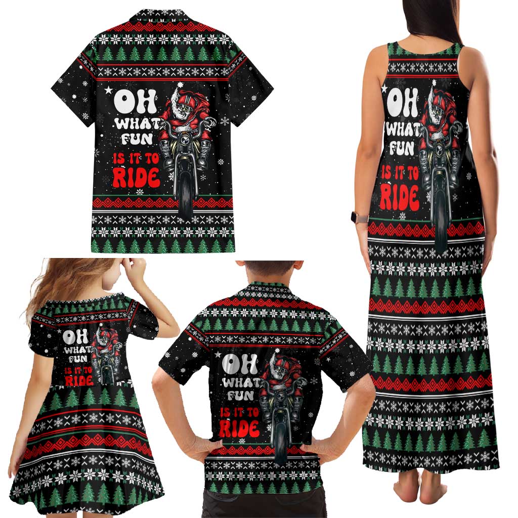 Santa And Motor Christmas Family Matching Tank Maxi Dress and Hawaiian Shirt Xmas Holiday Patterns - Wonder Print Shop