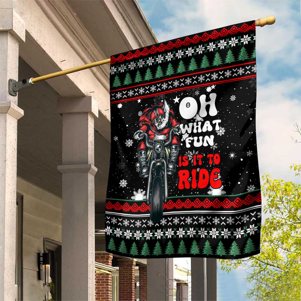 Santa And Motor Christmas Garden Flag Xmas Holiday Patterns - Wonder Print Shop