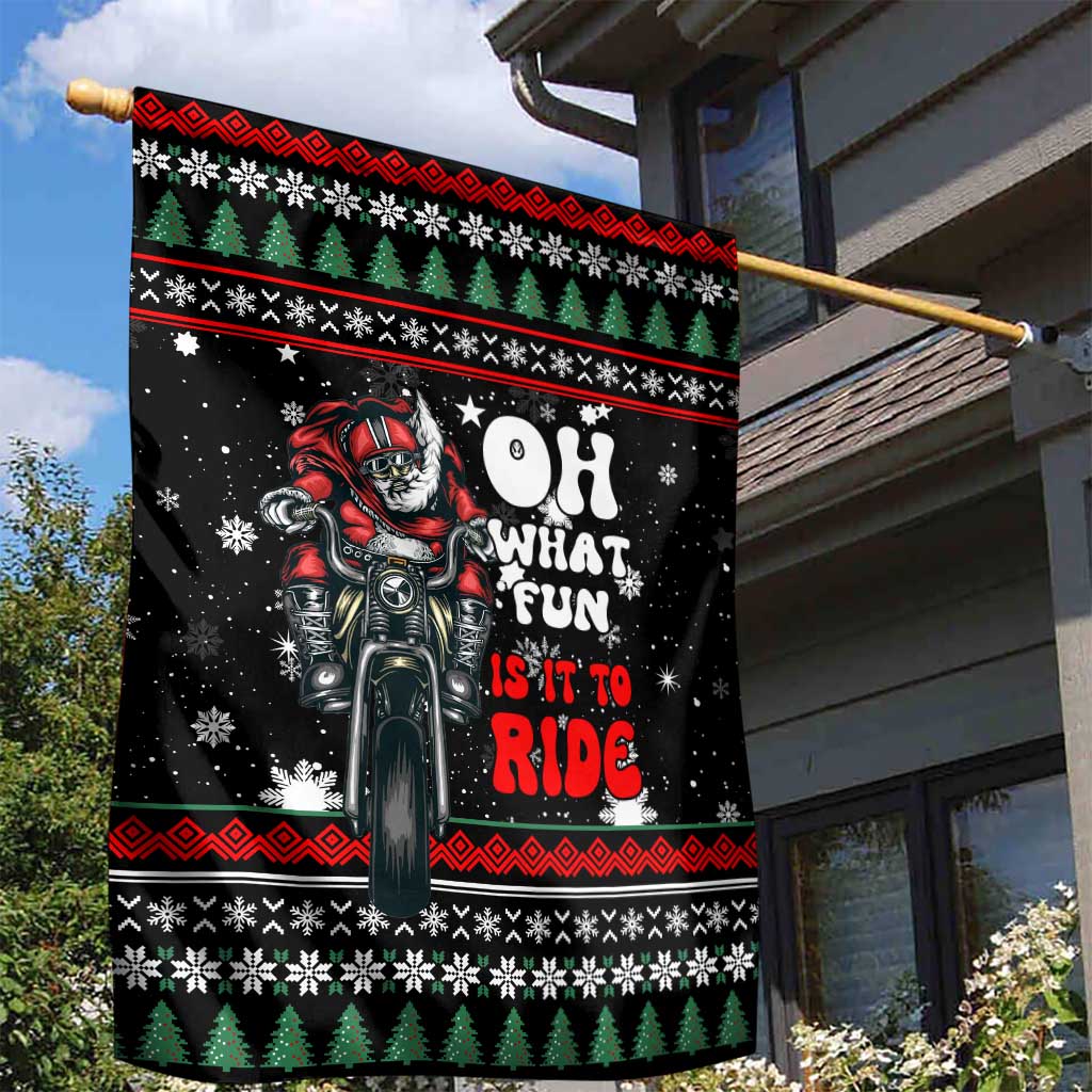 Santa And Motor Christmas Garden Flag Xmas Holiday Patterns - Wonder Print Shop