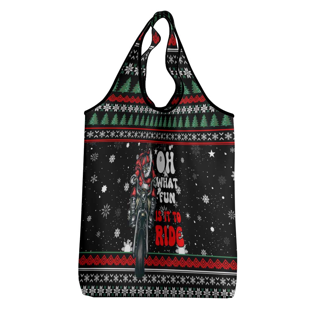 Santa And Motor Christmas Grocery Bag Xmas Holiday Patterns - Wonder Print Shop