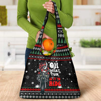 Santa And Motor Christmas Grocery Bag Xmas Holiday Patterns - Wonder Print Shop