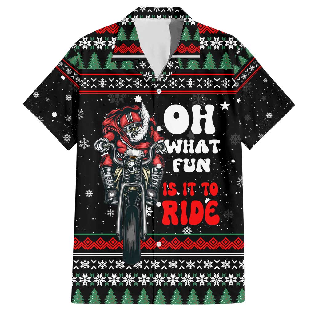 Santa And Motor Christmas Hawaiian Shirt Xmas Holiday Patterns - Wonder Print Shop