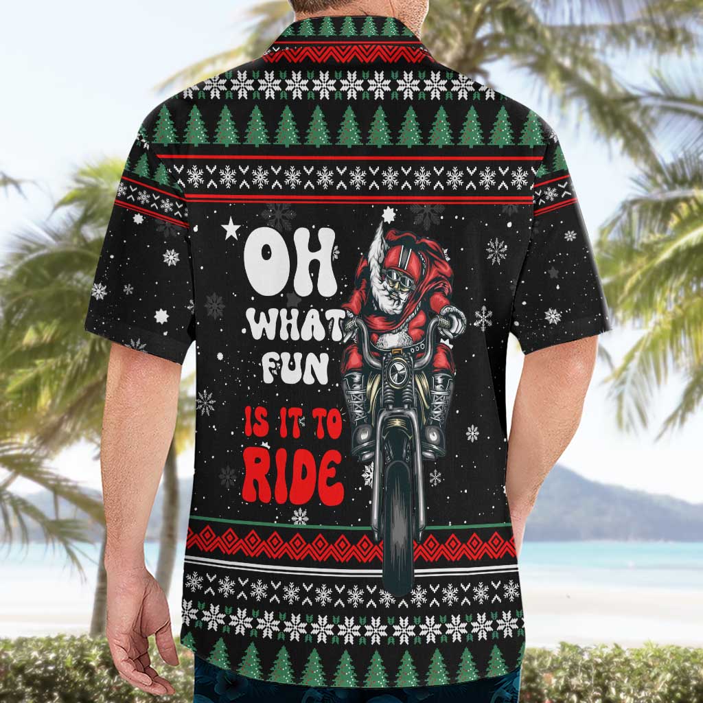 Santa And Motor Christmas Hawaiian Shirt Xmas Holiday Patterns - Wonder Print Shop