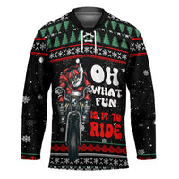 Santa And Motor Christmas Hockey Jersey Xmas Holiday Patterns - Wonder Print Shop