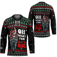 Santa And Motor Christmas Hockey Jersey Xmas Holiday Patterns - Wonder Print Shop