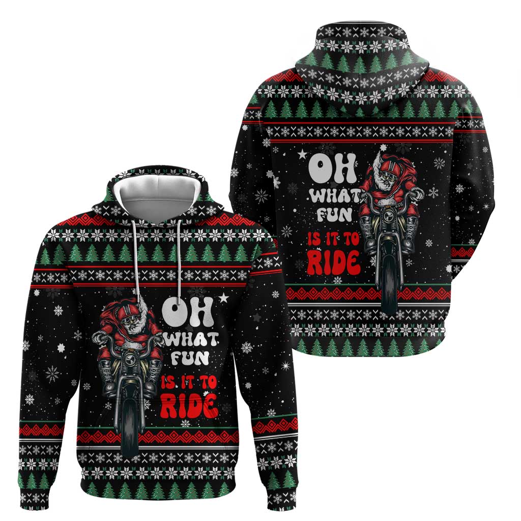 Santa And Motor Christmas Hoodie Xmas Holiday Patterns - Wonder Print Shop