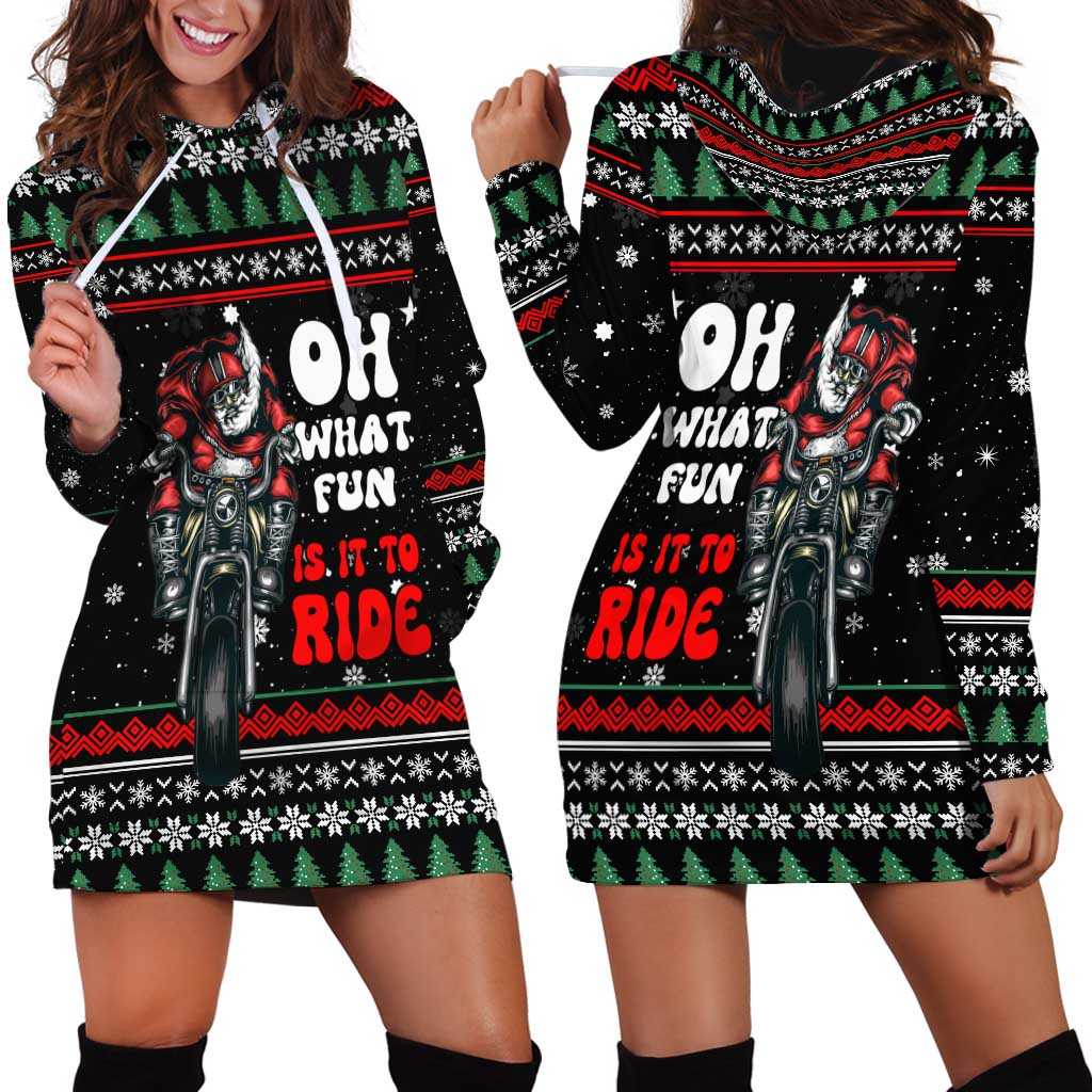Santa And Motor Christmas Hoodie Dress Xmas Holiday Patterns - Wonder Print Shop