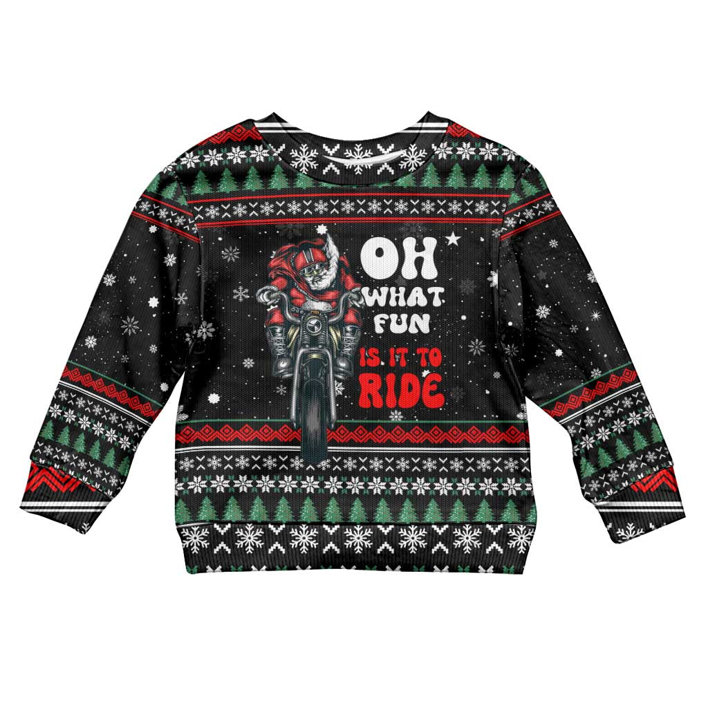 Santa And Motor Christmas Kid Ugly Christmas Sweater Xmas Holiday Patterns - Wonder Print Shop