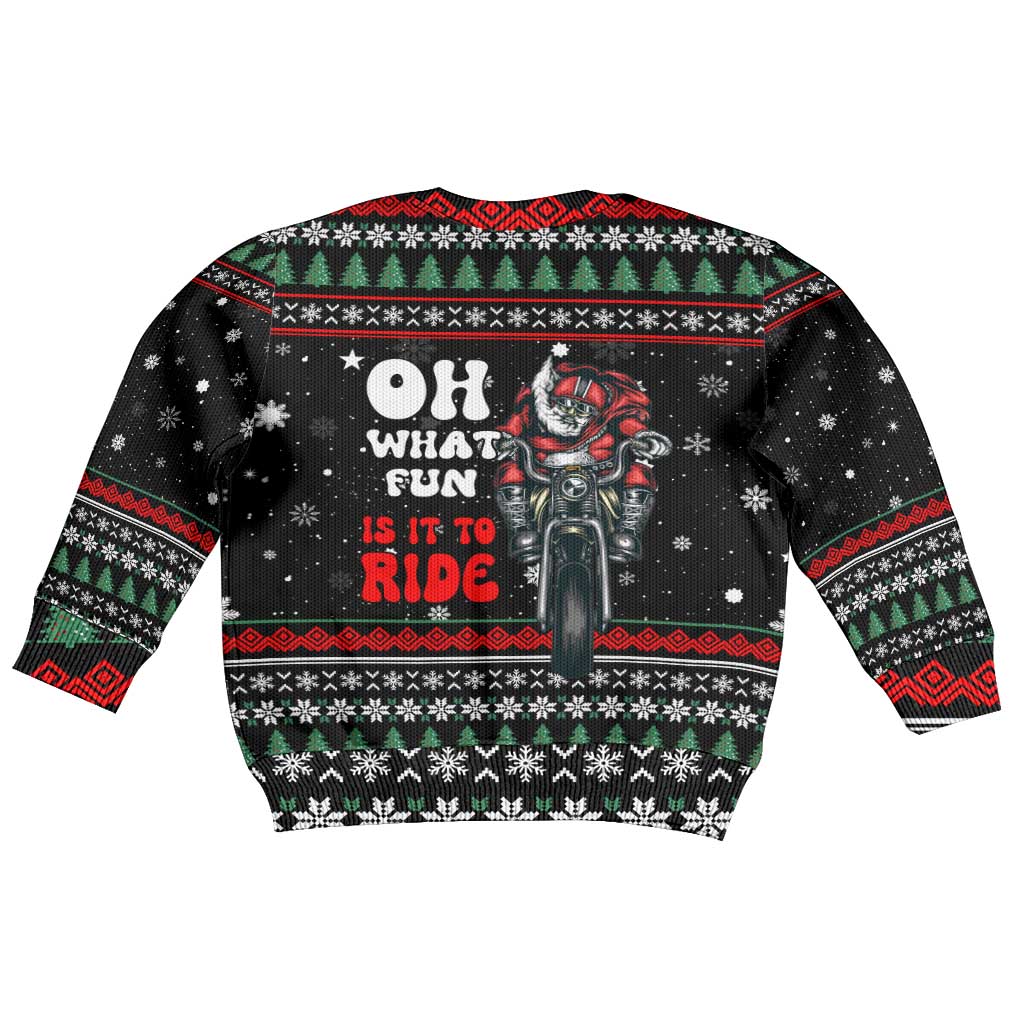 Santa And Motor Christmas Kid Ugly Christmas Sweater Xmas Holiday Patterns - Wonder Print Shop