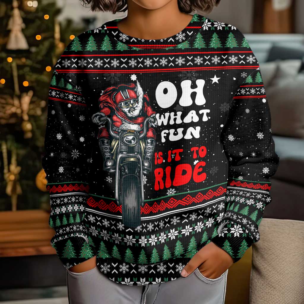 Santa And Motor Christmas Kid Ugly Christmas Sweater Xmas Holiday Patterns - Wonder Print Shop