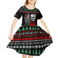 Santa And Motor Christmas Kid Short Sleeve Dress Xmas Holiday Patterns - Wonder Print Shop