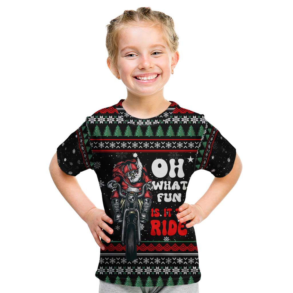 Santa And Motor Christmas Kid T Shirt Xmas Holiday Patterns - Wonder Print Shop