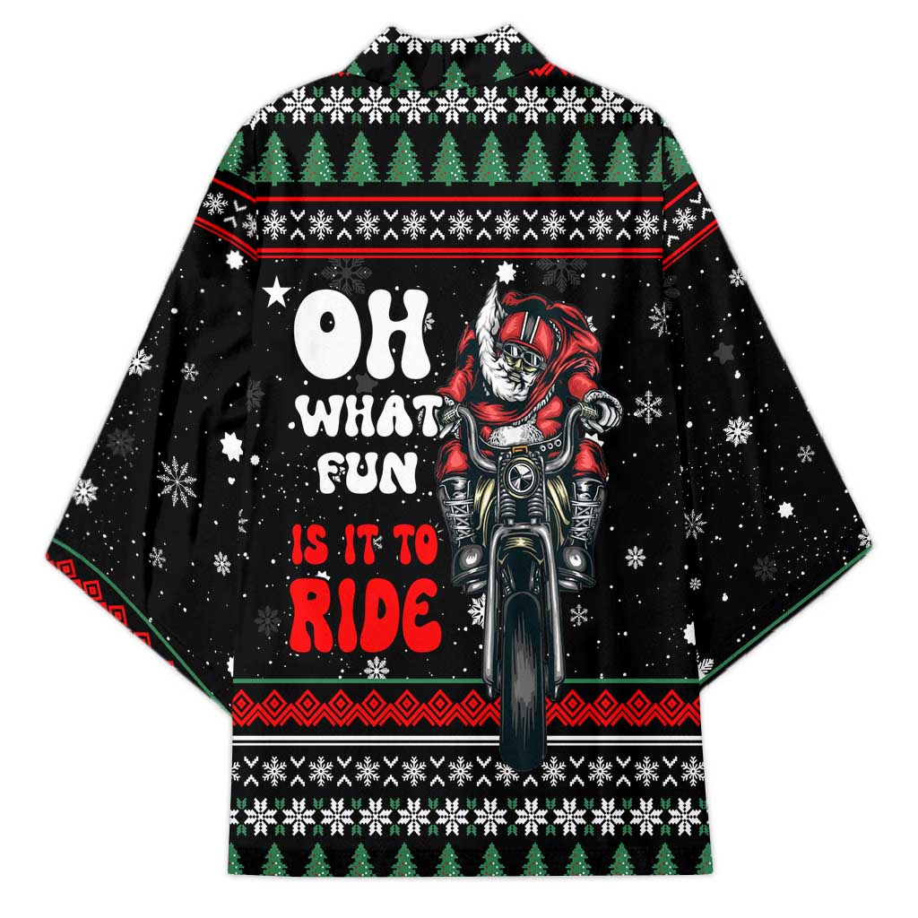 Santa And Motor Christmas Kimono Xmas Holiday Patterns - Wonder Print Shop