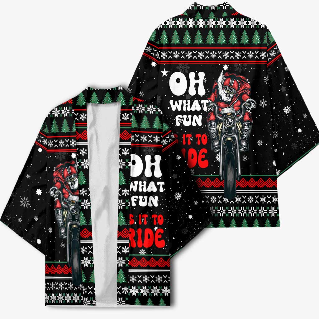 Santa And Motor Christmas Kimono Xmas Holiday Patterns - Wonder Print Shop