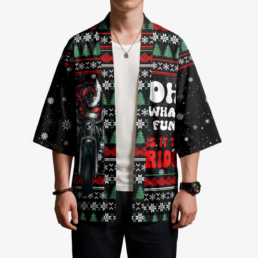Santa And Motor Christmas Kimono Xmas Holiday Patterns - Wonder Print Shop