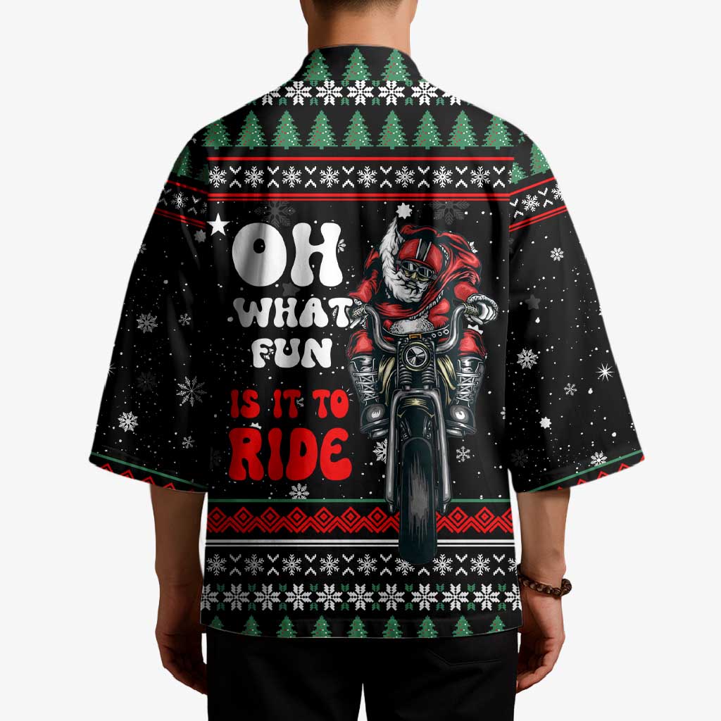 Santa And Motor Christmas Kimono Xmas Holiday Patterns - Wonder Print Shop