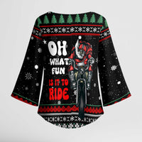 Santa And Motor Christmas Kimono Sleeve Blouse Xmas Holiday Patterns - Wonder Print Shop