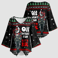 Santa And Motor Christmas Kimono Sleeve Blouse Xmas Holiday Patterns - Wonder Print Shop