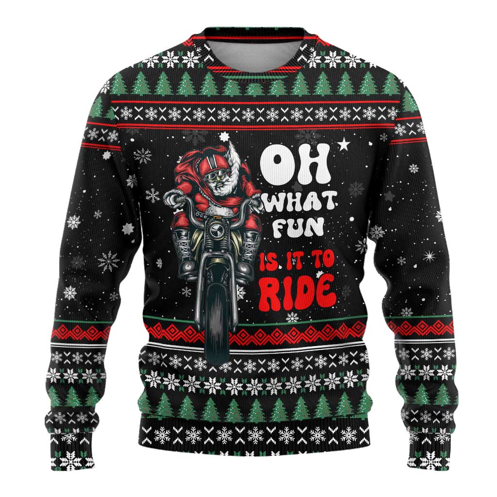 Santa And Motor Christmas Ugly Christmas Sweater Xmas Holiday Patterns - Wonder Print Shop