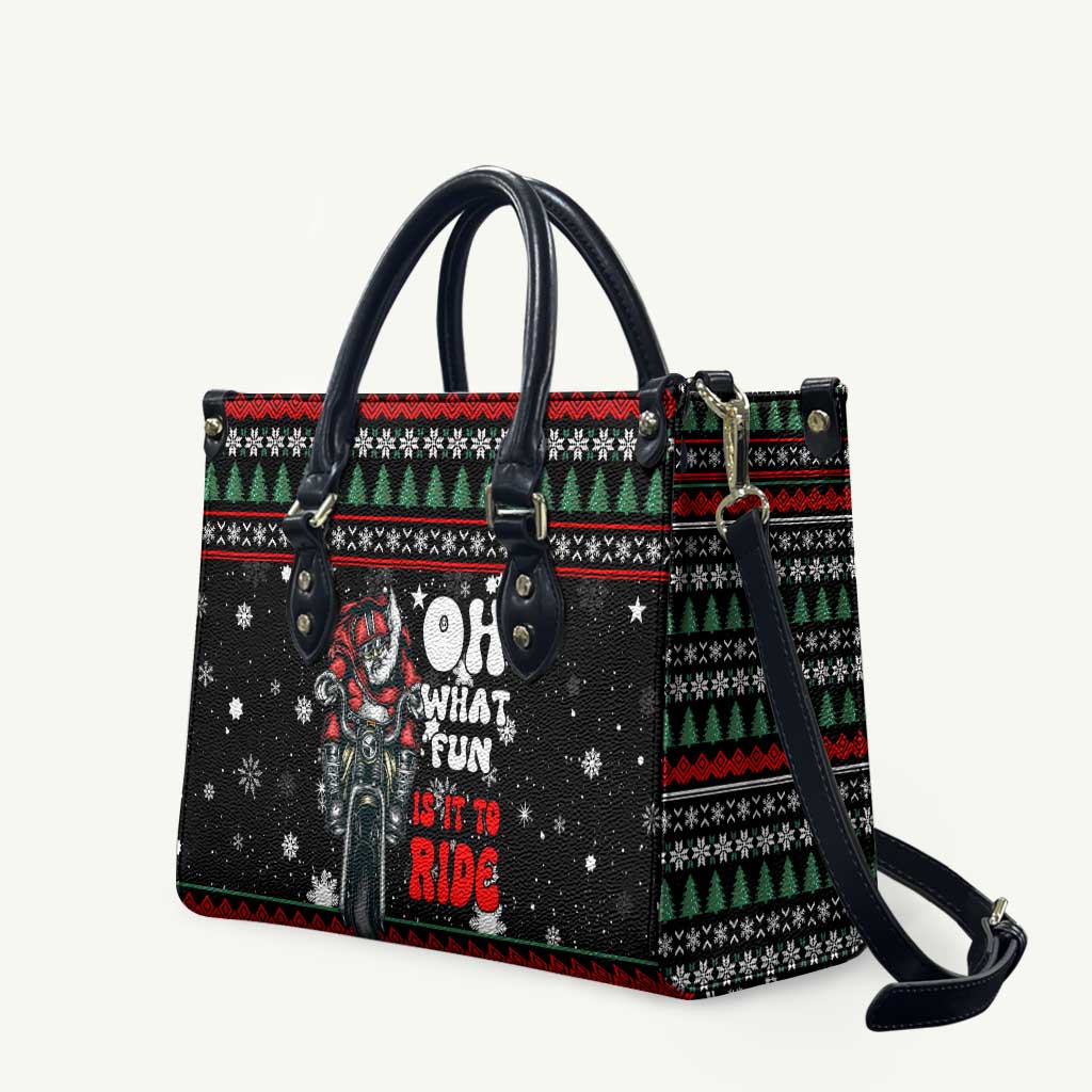 Santa And Motor Christmas Leather Bag Xmas Holiday Patterns - Wonder Print Shop
