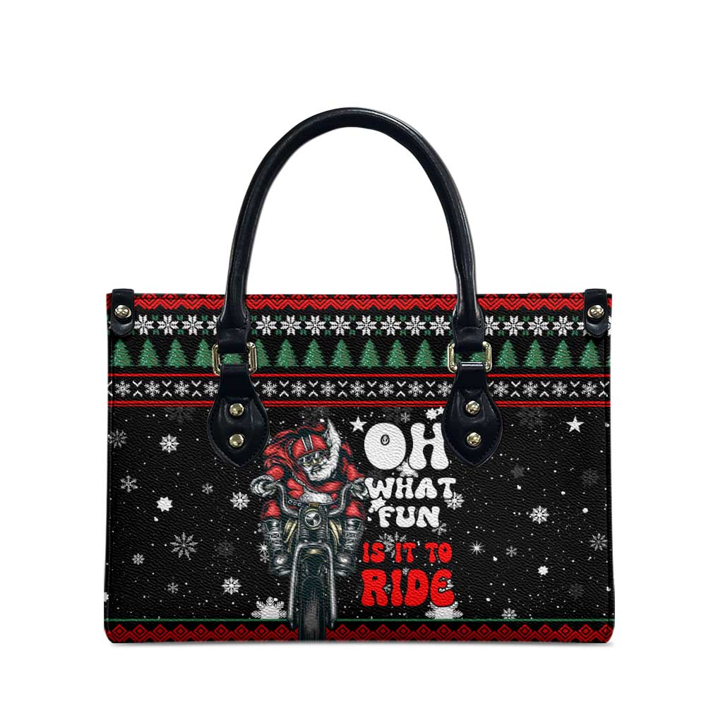 Santa And Motor Christmas Leather Bag Xmas Holiday Patterns - Wonder Print Shop