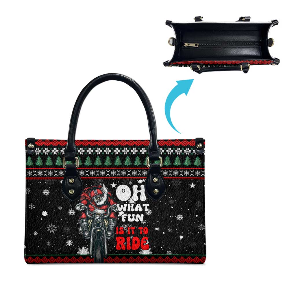 Santa And Motor Christmas Leather Bag Xmas Holiday Patterns - Wonder Print Shop