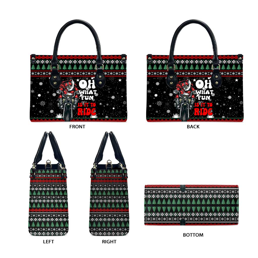 Santa And Motor Christmas Leather Bag Xmas Holiday Patterns - Wonder Print Shop