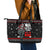 Santa And Motor Christmas Leather Tote Bag Xmas Holiday Patterns - Wonder Print Shop