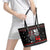 Santa And Motor Christmas Leather Tote Bag Xmas Holiday Patterns - Wonder Print Shop