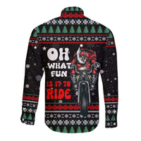 Santa And Motor Christmas Long Sleeve Button Shirt Xmas Holiday Patterns - Wonder Print Shop