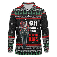 Santa And Motor Christmas Long Sleeve Polo Shirt Xmas Holiday Patterns - Wonder Print Shop