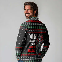 Santa And Motor Christmas Long Sleeve Polo Shirt Xmas Holiday Patterns - Wonder Print Shop