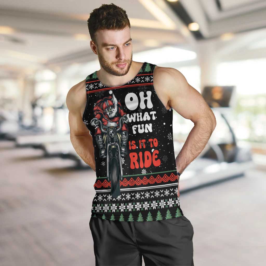 Santa And Motor Christmas Men Tank Top Xmas Holiday Patterns - Wonder Print Shop