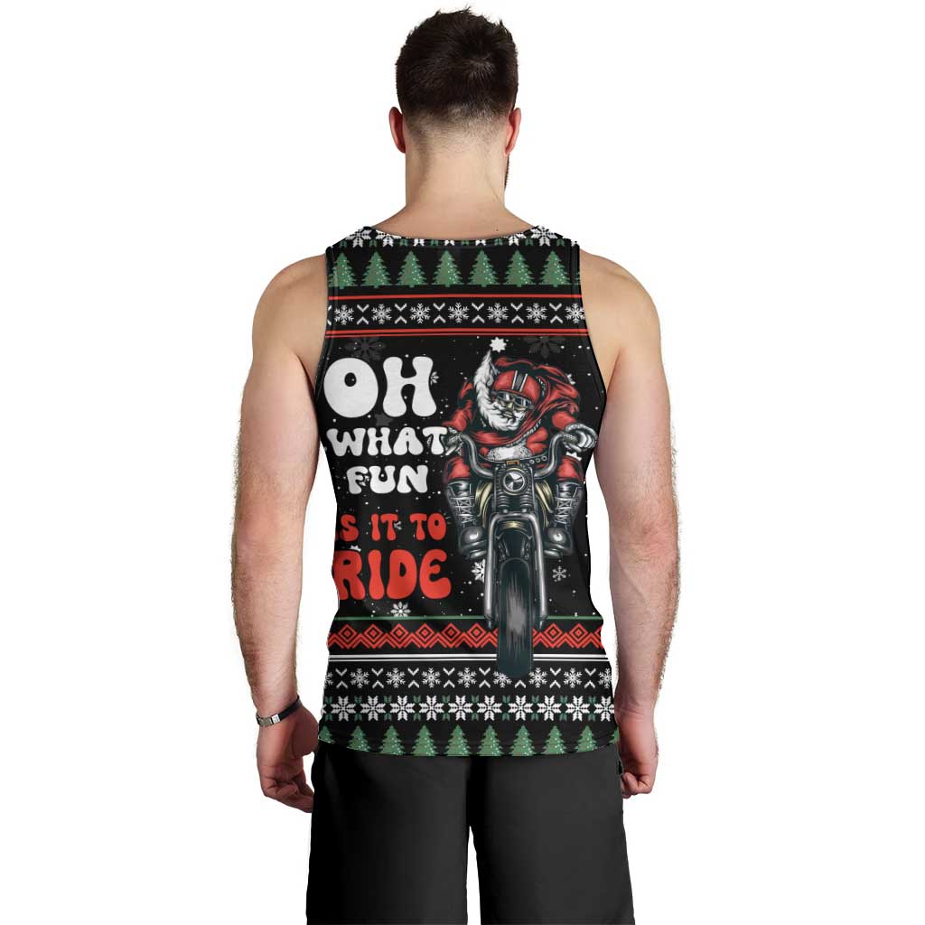 Santa And Motor Christmas Men Tank Top Xmas Holiday Patterns - Wonder Print Shop