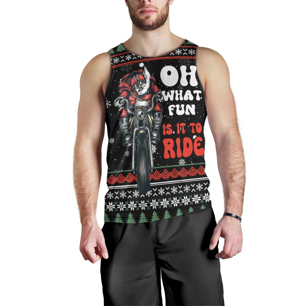 Santa And Motor Christmas Men Tank Top Xmas Holiday Patterns - Wonder Print Shop
