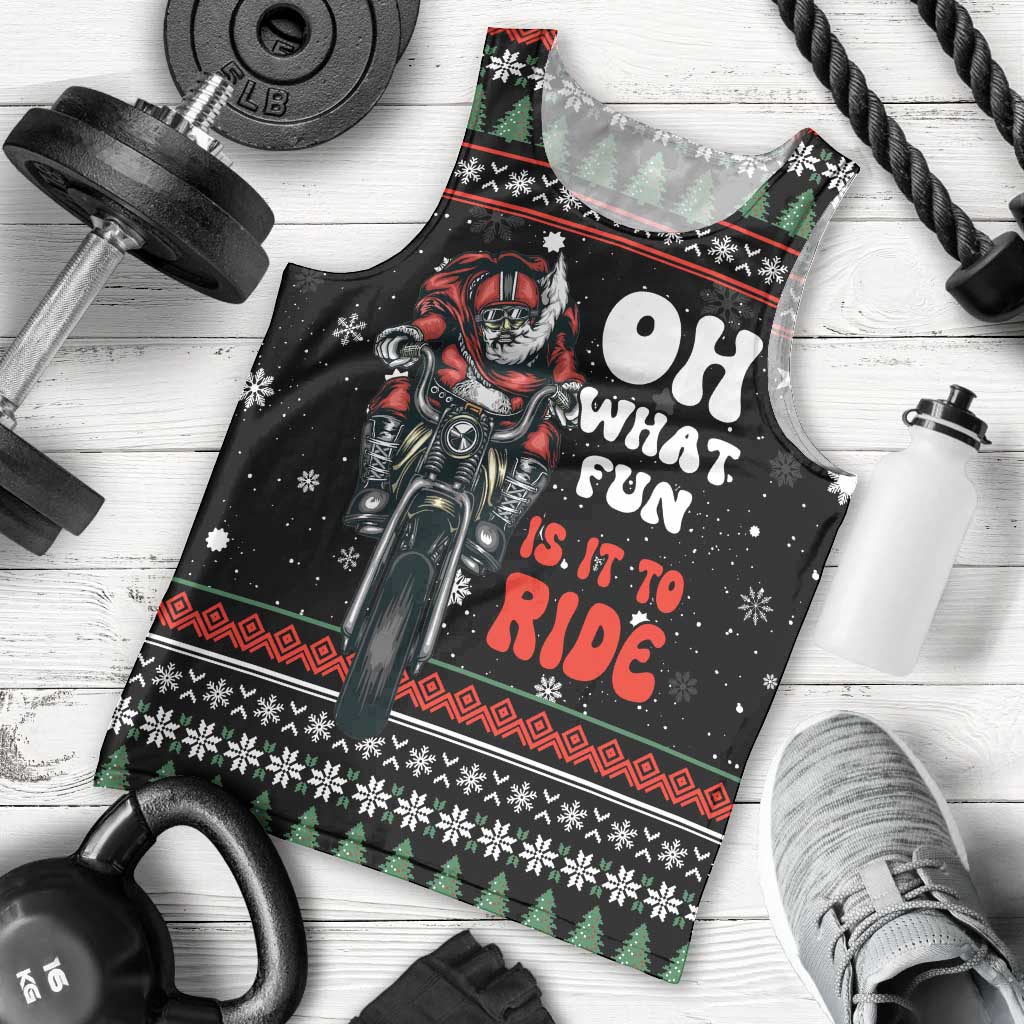 Santa And Motor Christmas Men Tank Top Xmas Holiday Patterns - Wonder Print Shop