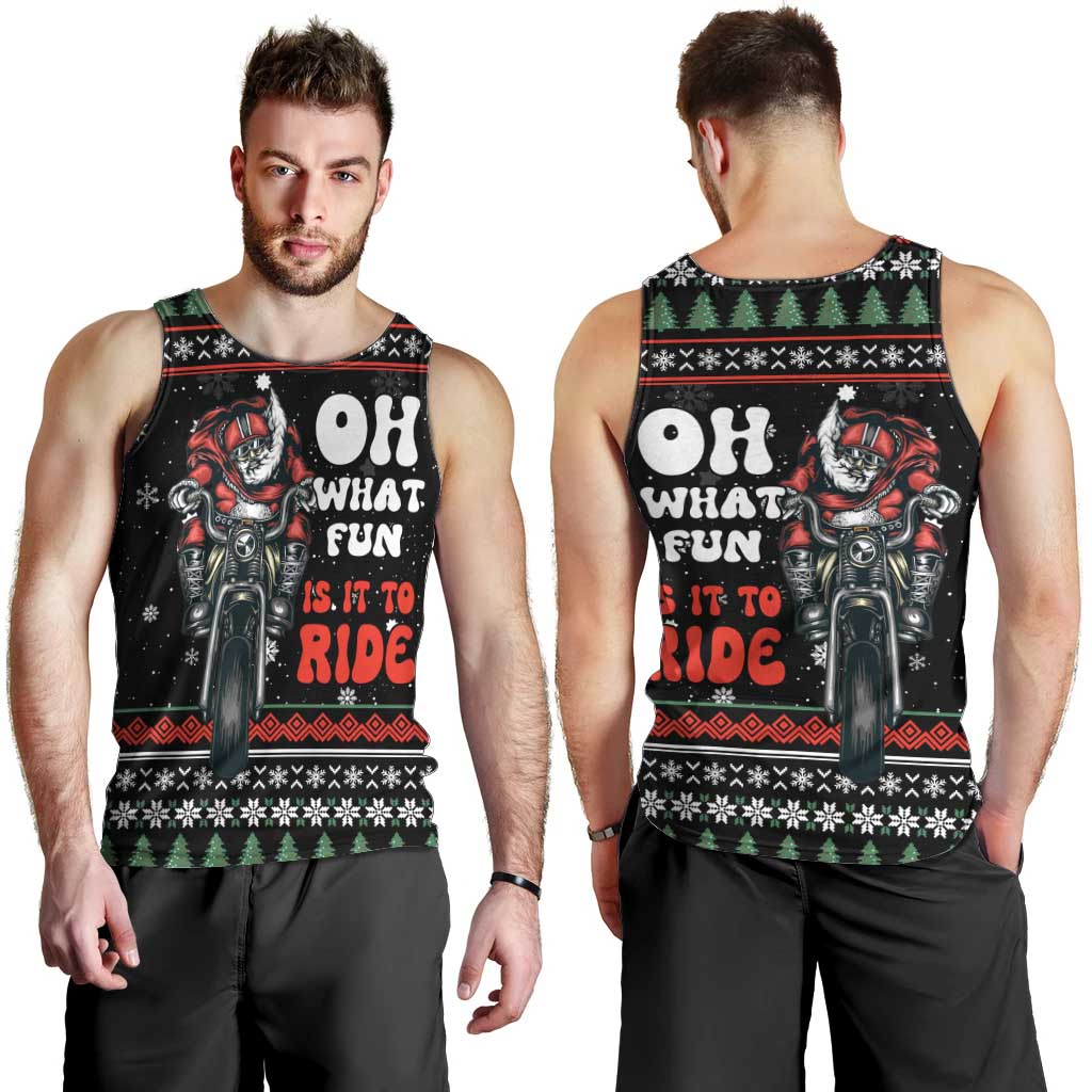 Santa And Motor Christmas Men Tank Top Xmas Holiday Patterns - Wonder Print Shop