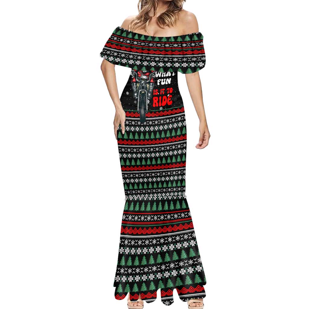 Santa And Motor Christmas Mermaid Dress Xmas Holiday Patterns - Wonder Print Shop