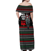 Santa And Motor Christmas Off Shoulder Maxi Dress Xmas Holiday Patterns - Wonder Print Shop
