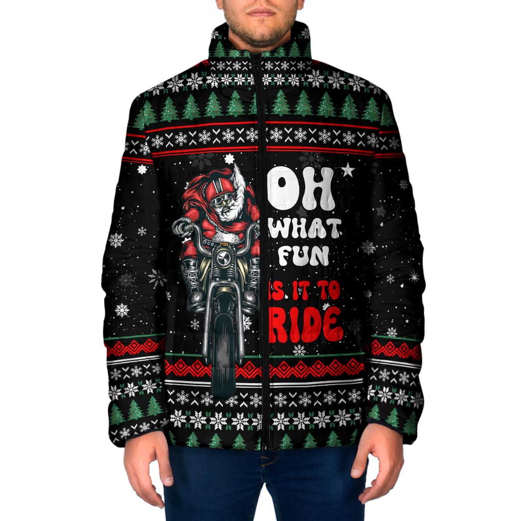 Santa And Motor Christmas Padded Jacket Xmas Holiday Patterns - Wonder Print Shop