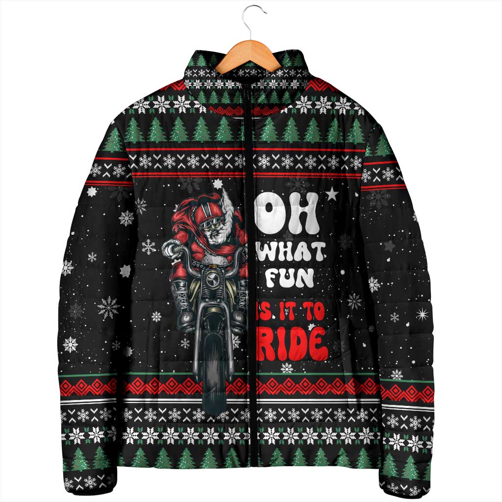 Santa And Motor Christmas Padded Jacket Xmas Holiday Patterns - Wonder Print Shop