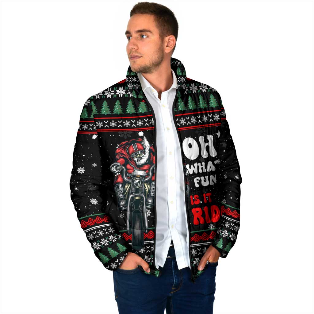 Santa And Motor Christmas Padded Jacket Xmas Holiday Patterns - Wonder Print Shop