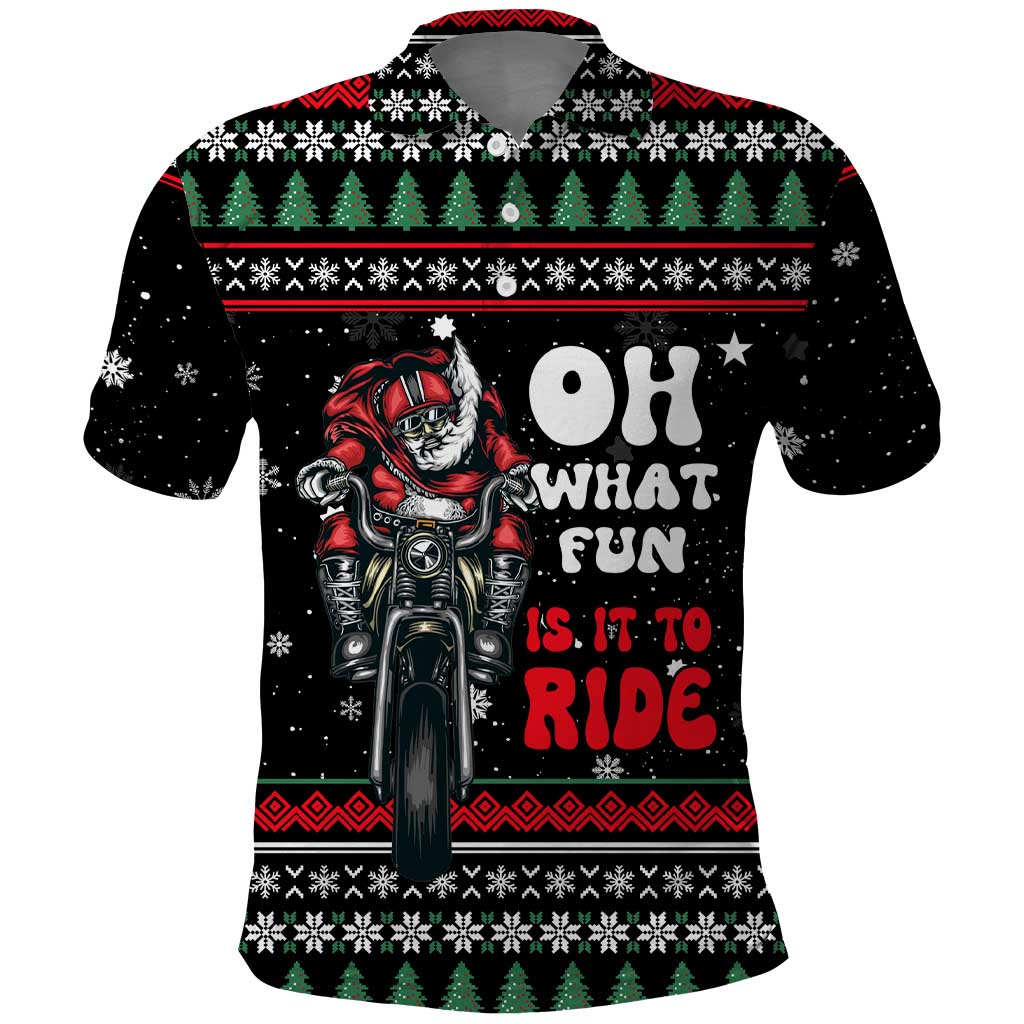 Santa And Motor Christmas Polo Shirt Xmas Holiday Patterns - Wonder Print Shop