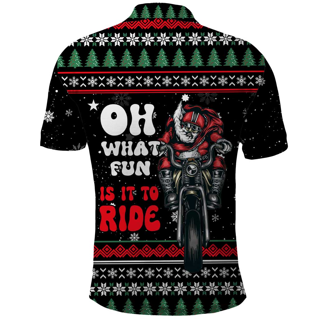 Santa And Motor Christmas Polo Shirt Xmas Holiday Patterns - Wonder Print Shop